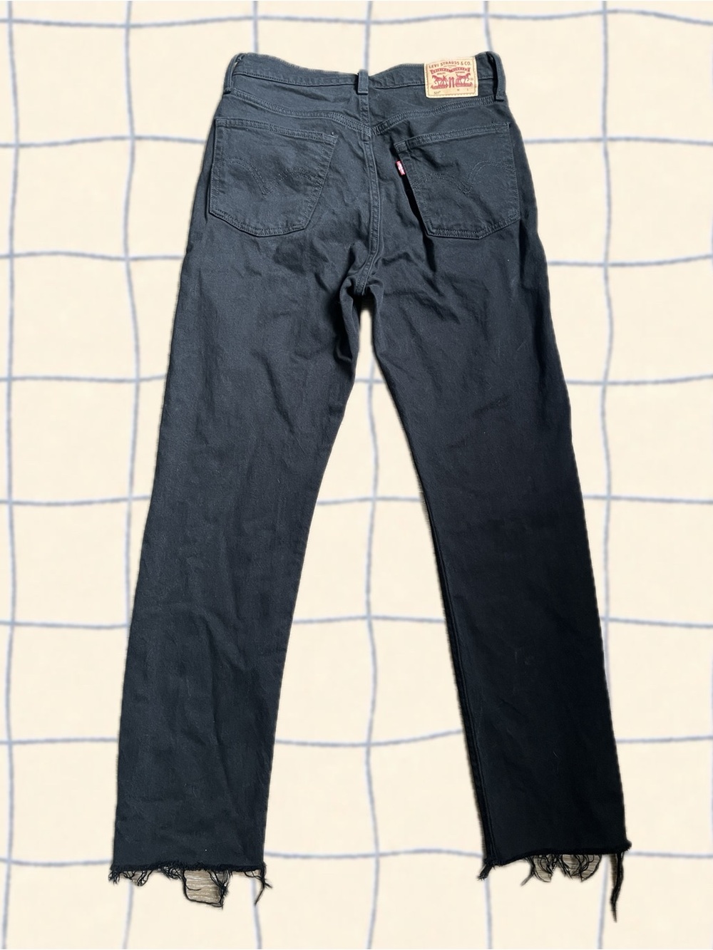 Levi's 501 Black Raw-Hem Straight Jeans